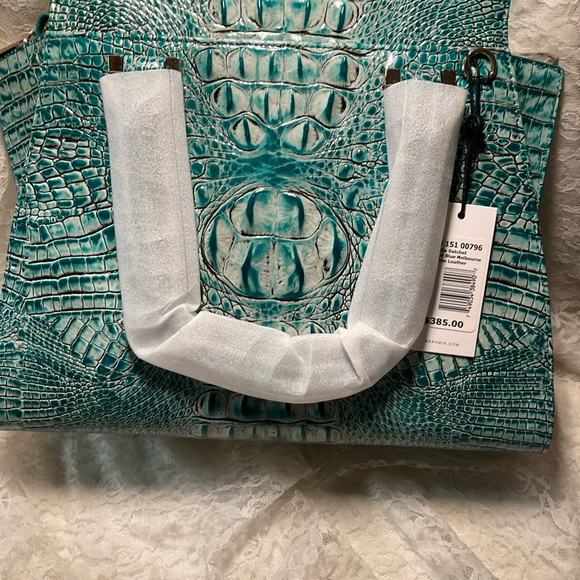 NWT Brahmin Priscilla Satchel Mineral Blue Melbourne Leather - Picture 3 of 7